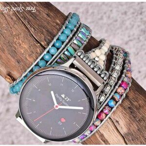 Free Spirit : Purple Jaspar & Aqua Blue Bead Samsung/Garmin Watch Band